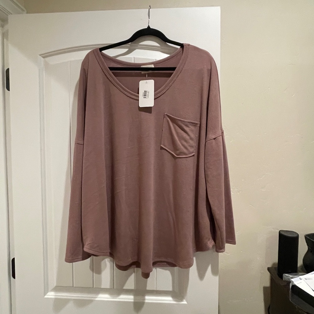 143 Story Solid Long Sleeve Top Blush color NWT